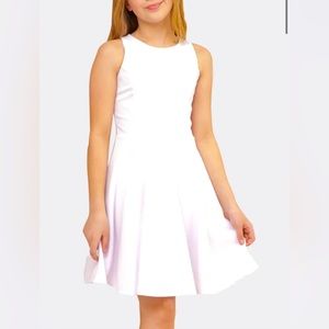 Zunie knee length dress, white, size 14 youth